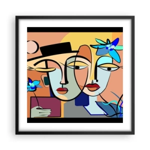 Poster in cornice nera - Appuntamento in stile Picasso - 50x50 cm