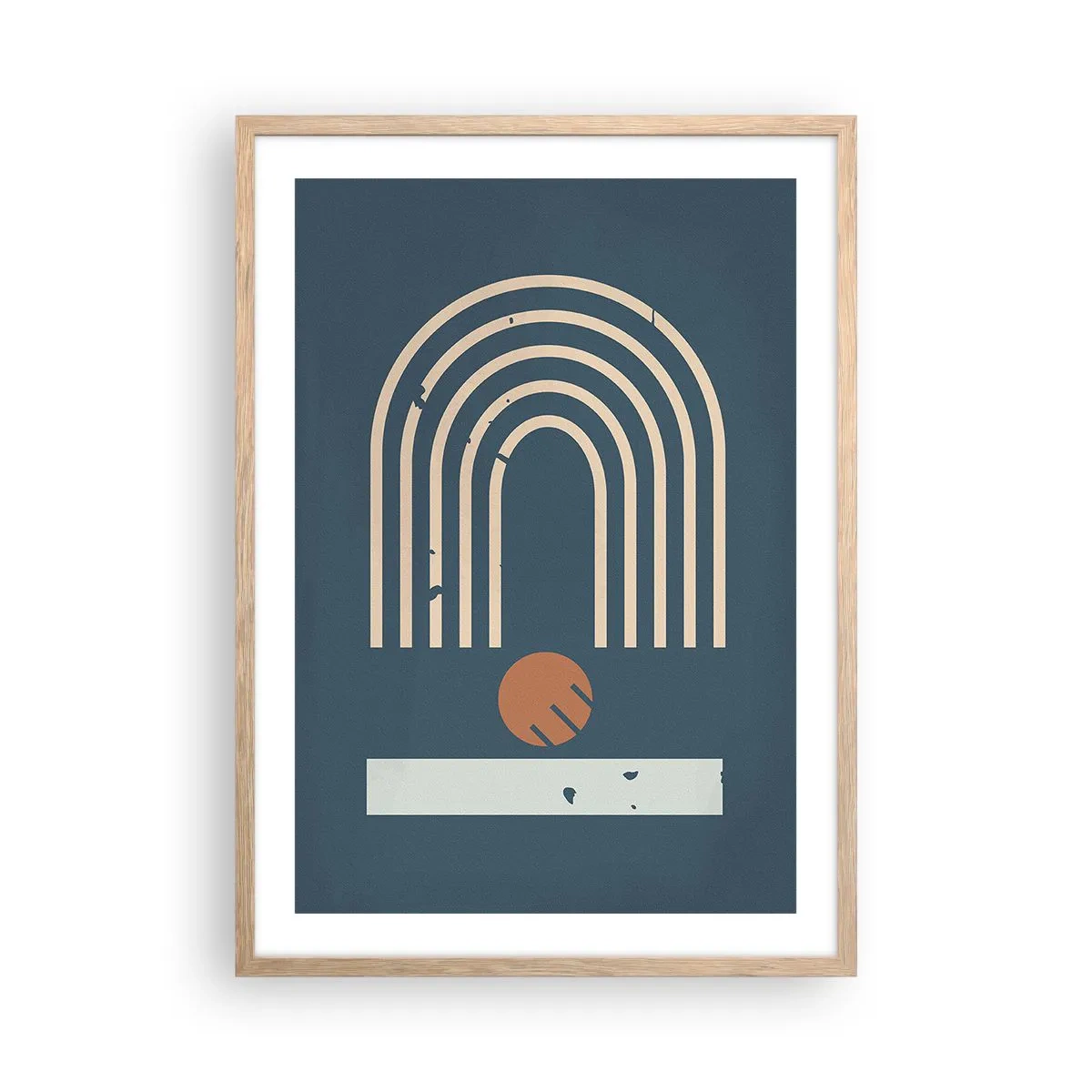 Poster in cornice rovere chiaro - Geometria in blu - 50x70 cm