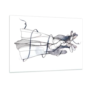 Quadro su vetro - Illustrazione artistica di una mano che tiene un fiore - 120x80cm - Studio del tocco - Decorazione murale moderna per soggiorno e camera da letto ARTTOR