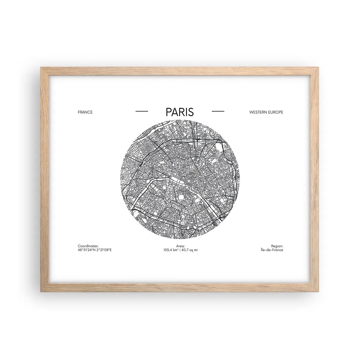 Poster in cornice rovere chiaro - Anatomia di Parigi - 50x40 cm