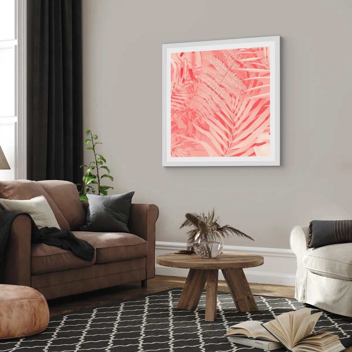 Poster in cornice bianca - Concetto rosa - 30x30 cm