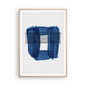 Poster in cornice rovere chiaro - Composizione blu e nera - 70x100 cm