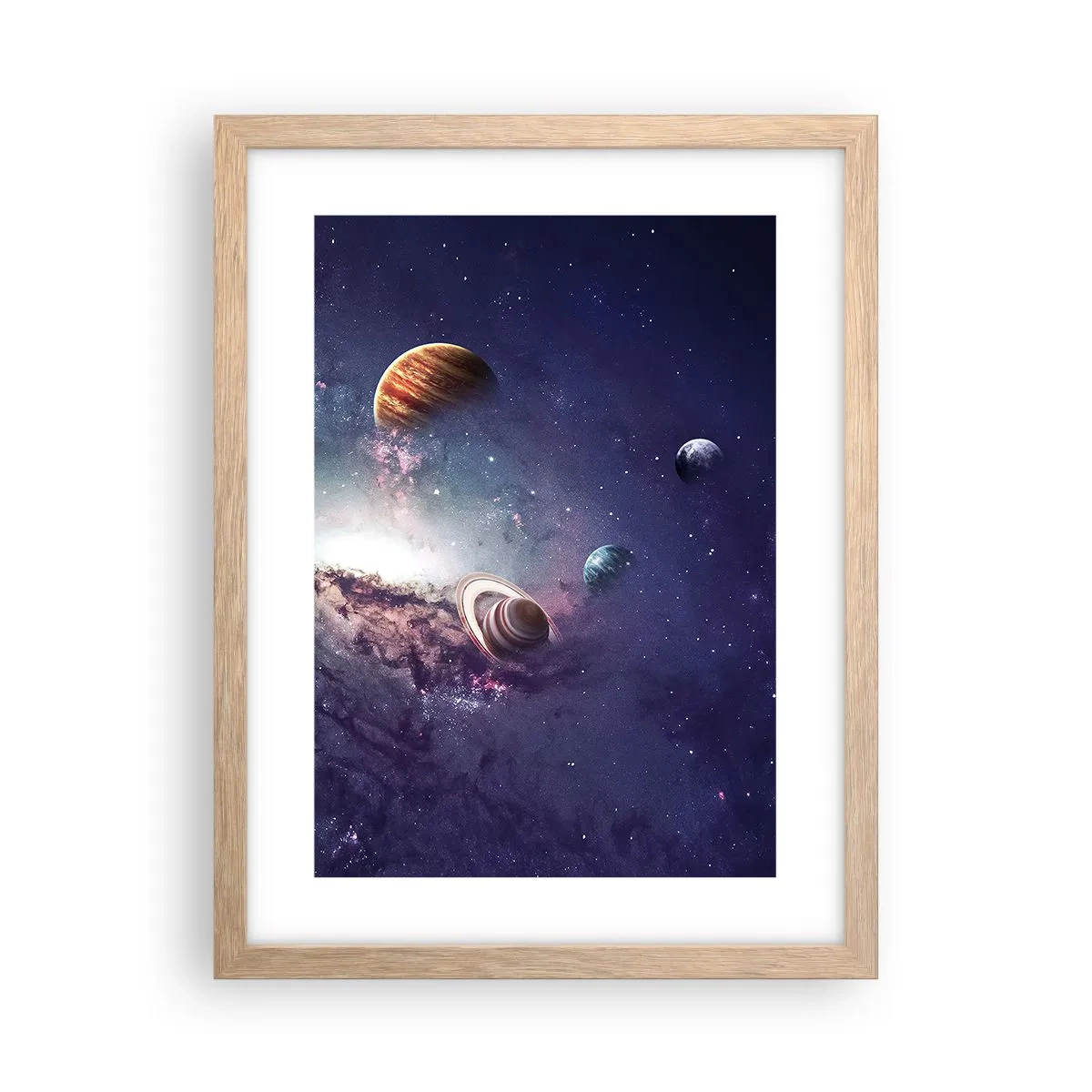 Poster in cornice rovere chiaro - Sistema solare danzante - 30x40 cm