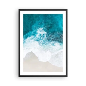 Poster in cornice nera - Vista aerea delle onde turchesi che si infrangono su una spiaggia sabbiosa - 50x70cm - Morbidezza naturale - Decorazione murale moderna per soggiorno e camera da letto ARTTOR