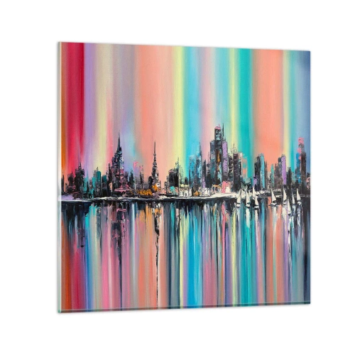 Quadro su vetro - Fluttuare alle luci della notte - 30x30 cm