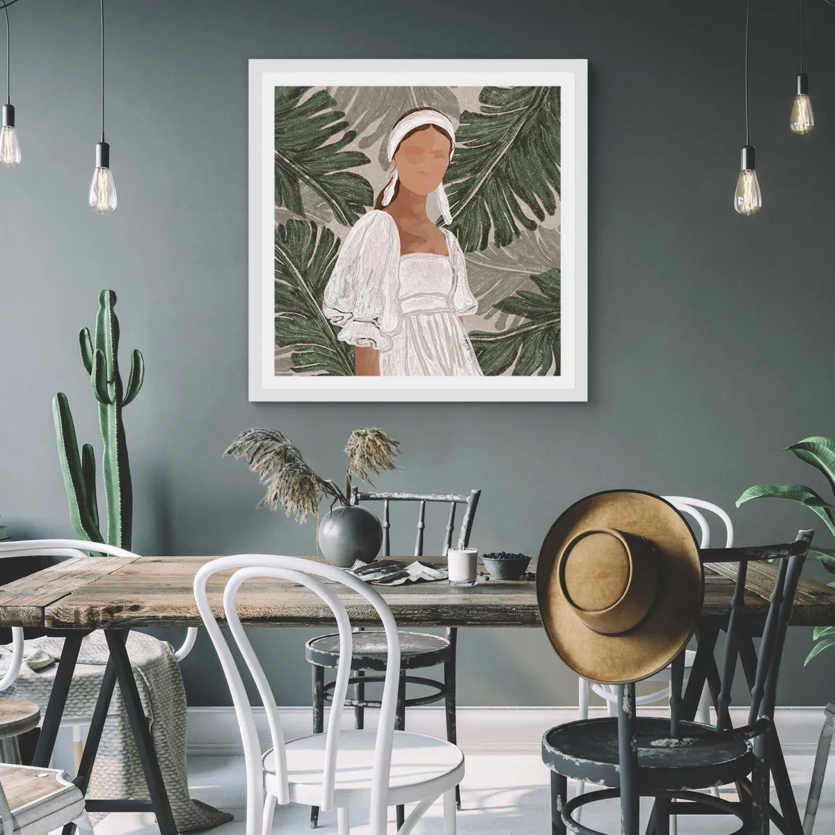 Poster in cornice bianca - Ritratto esotico - 40x40 cm