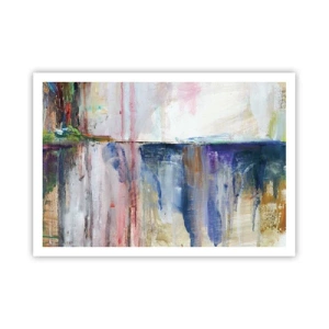 Poster - Una composizione astratta di colori con effetto riflesso sulla tela. - 100x70cm - Impressioni e suggestioni colorate - Decorazione murale moderna per soggiorno e camera da letto ARTTOR