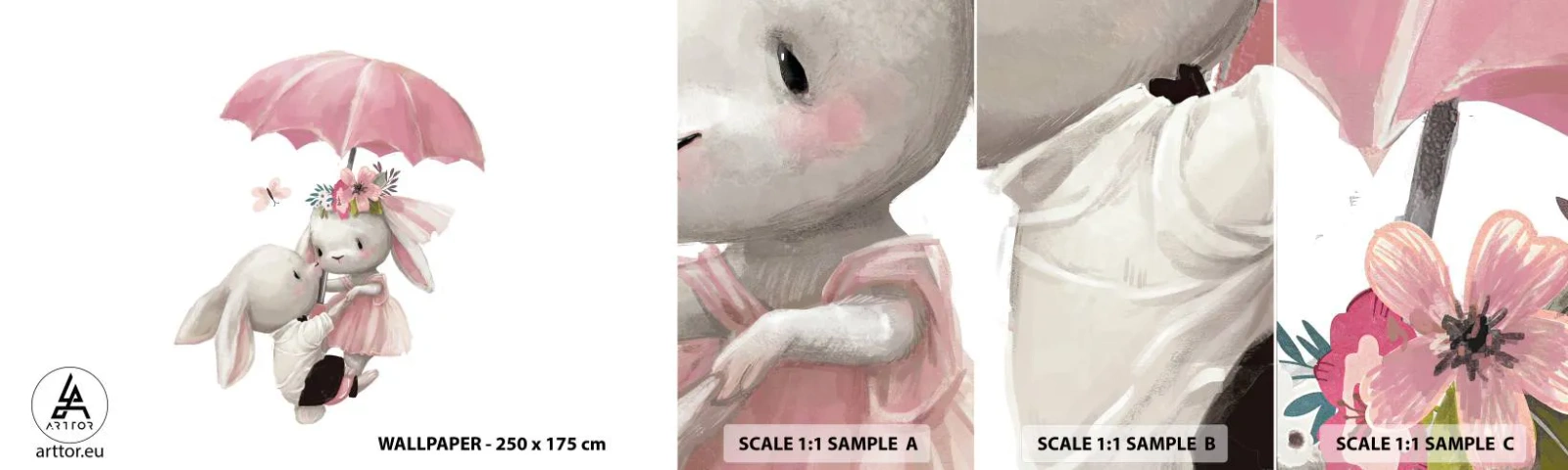 Campione Di Fotomurale Standard Eco - Questo è proprio amore - Per bambini, Conigli, Fiaba - 100x30 cm