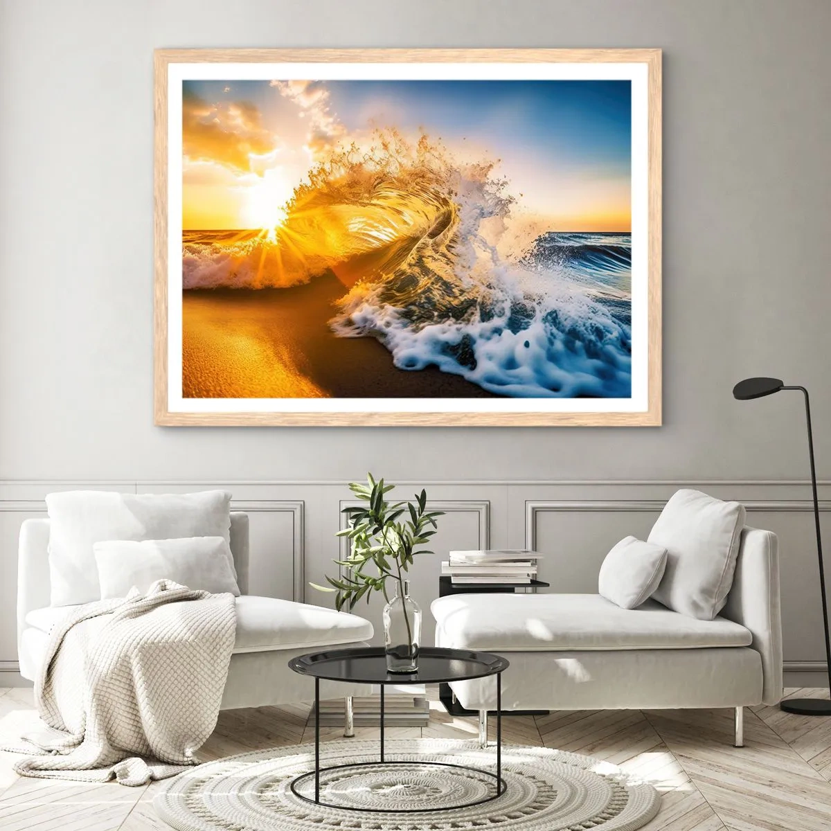 Poster in cornice rovere chiaro - Gioco sulla sabbia - 70x50 cm