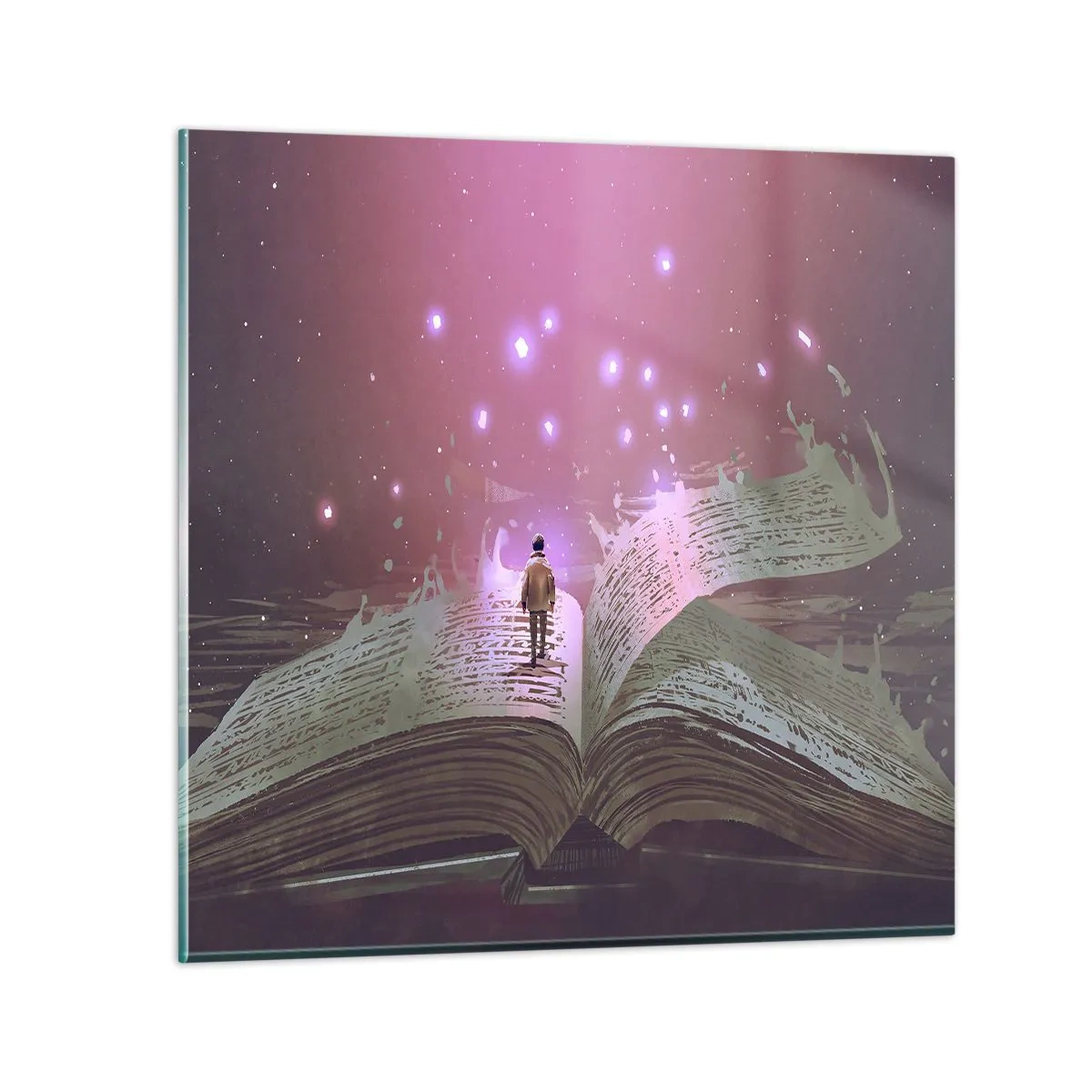 Quadro su vetro - Invito ad un altro mondo: leggi! - 30x30 cm