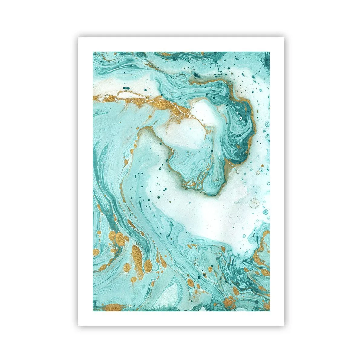 Poster - Astrazione turchese e oro in stile marmo - 50x70cm - La grande onda del periodo Edo - Decorazione murale moderna per soggiorno e camera da letto ARTTOR