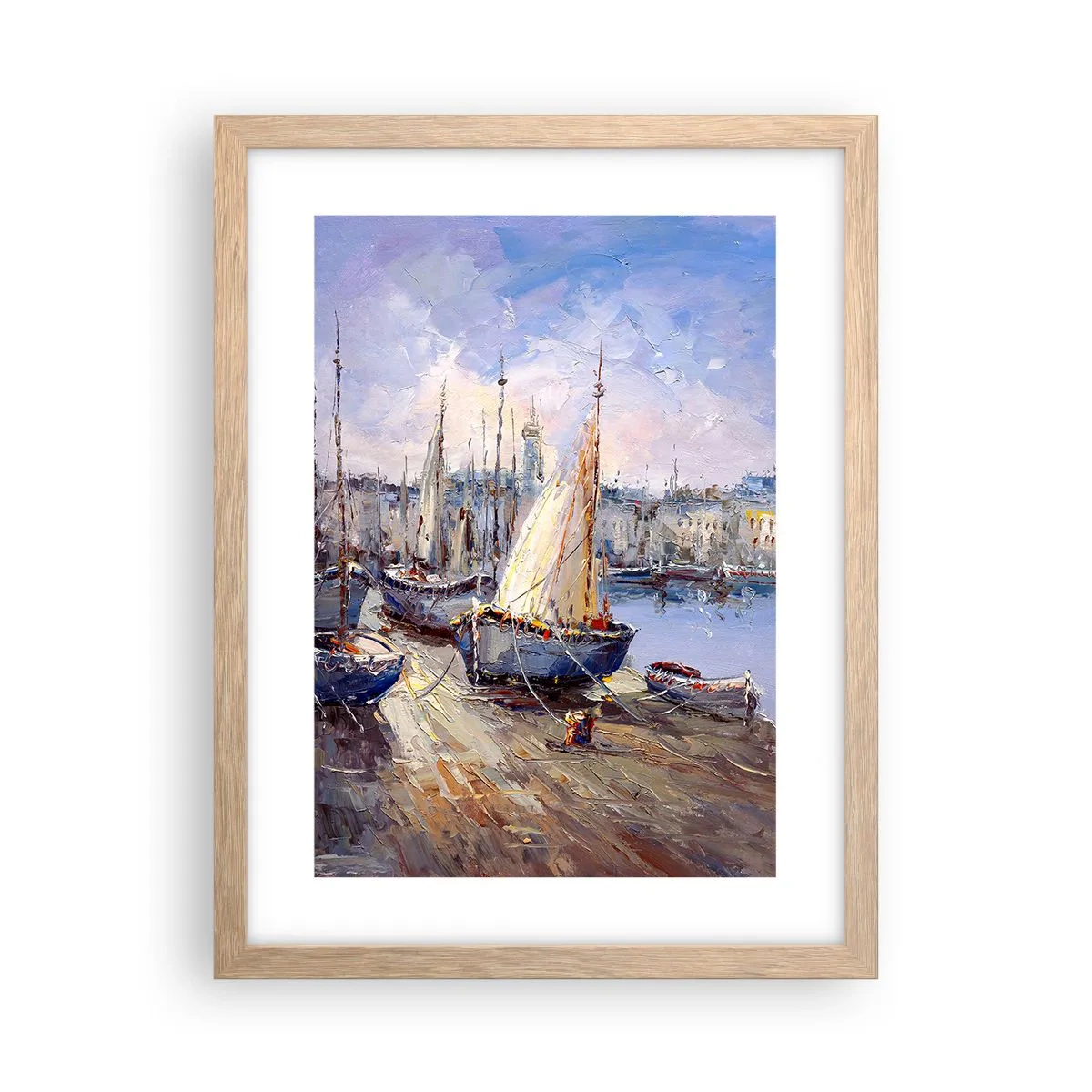 Poster in cornice rovere chiaro - Città sul golfo - 30x40 cm