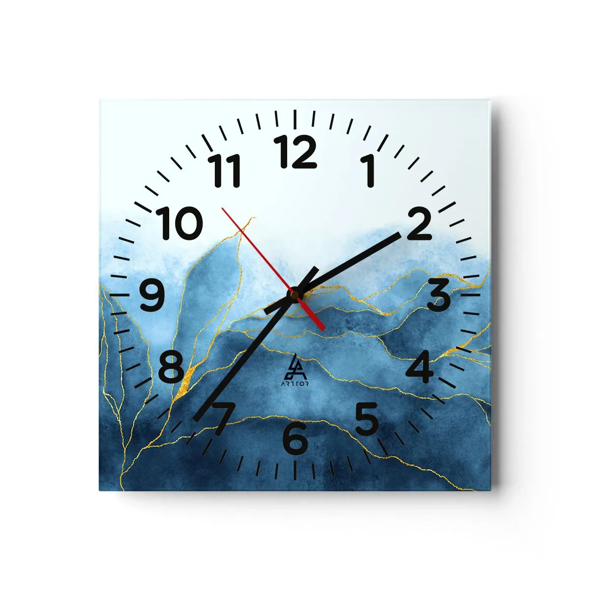 Orologio da parete - Orologio in Vetro - Blu nell'oro - 40x40 cm