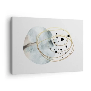 Quadro su tela - Stampe su Tela - Astrazione minimalista con motivo geometrico e linee dorate - 70x50cm - Nell'abbraccio dello spazio - Decorazione murale moderna per soggiorno e camera da letto ARTTOR