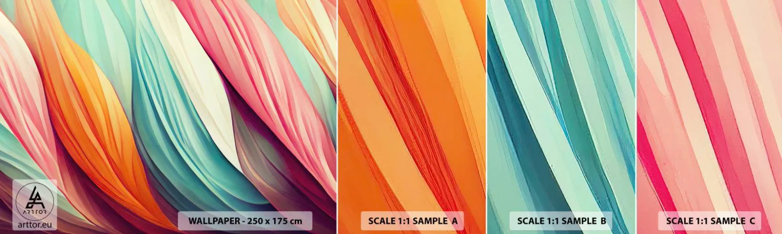 Campione di Fotomurale Adesivo Deluxe Sticker - Intreccio arcobaleno - Pastello, Linee, Astrazione - 100x30 cm