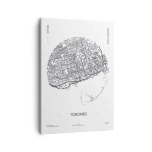 Quadro su tela - Stampe su Tela - Una mappa di Toronto in stile minimalista in bianco e nero - 50x70cm - Anatomia di Toronto - Decorazione murale moderna per soggiorno e camera da letto ARTTOR