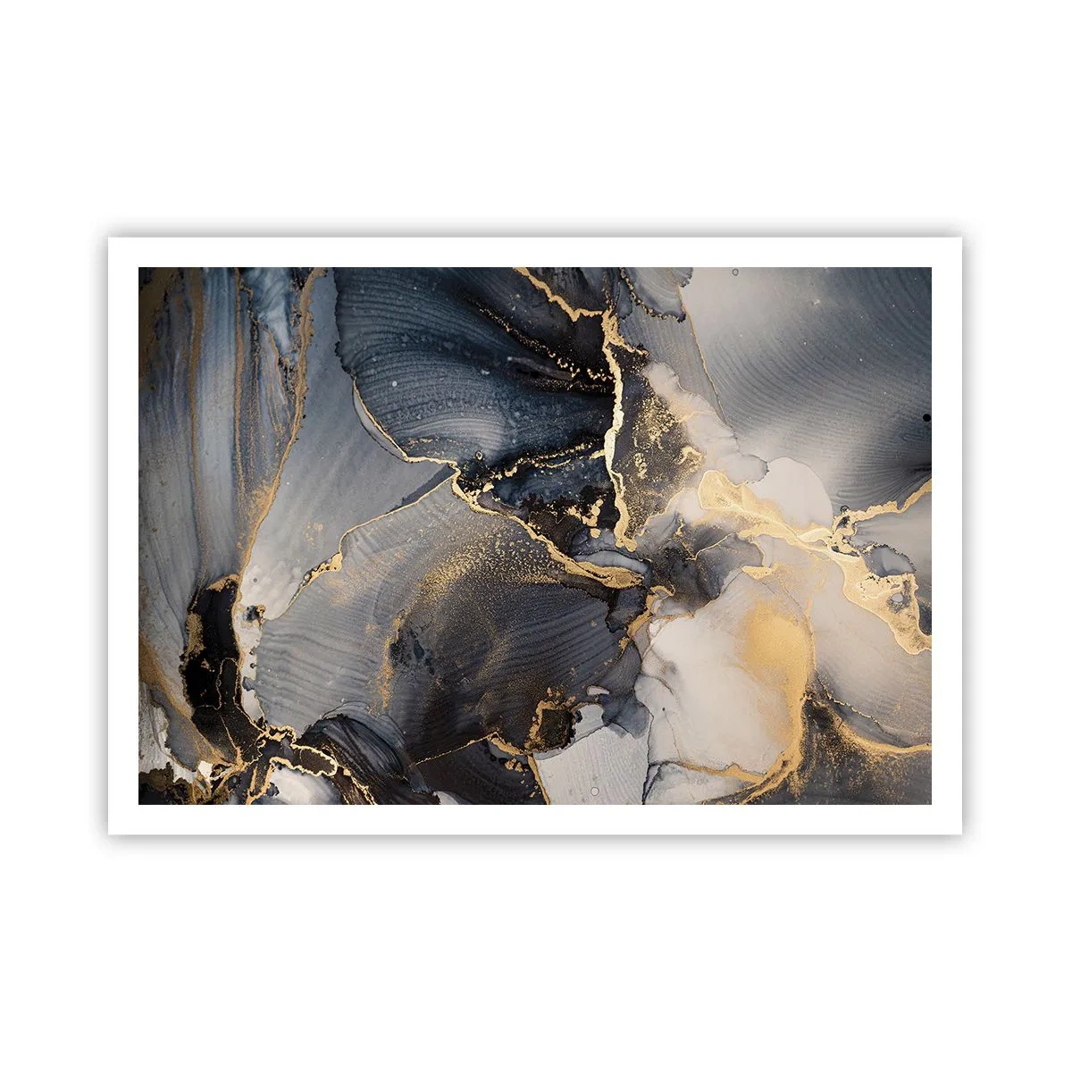 Poster - Astratto oro e grigio su tela - 100x70cm - Vita di pietra - Decorazione murale moderna per soggiorno e camera da letto ARTTOR