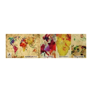 Campione di Fotomurale Premium Sand - La vita come la carta colorata di una mappa - Mappa del mondo, Continenti, Viaggi - 100x30 cm