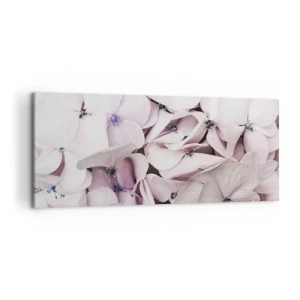 Quadro su tela - Stampe su Tela - Delicate ortensie bianche in tonalità pastello - 120x50cm - Un'alluvione di fiori - Decorazione murale moderna per soggiorno e camera da letto ARTTOR