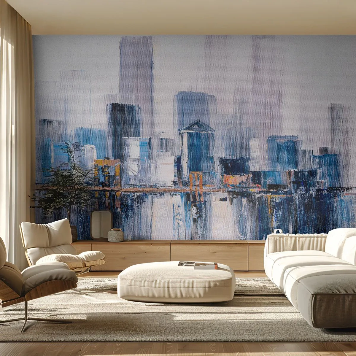 Fotomurali Premium Sand - Impressione di New York - Edifici, Pezzo, Pittura - 250x175 cm