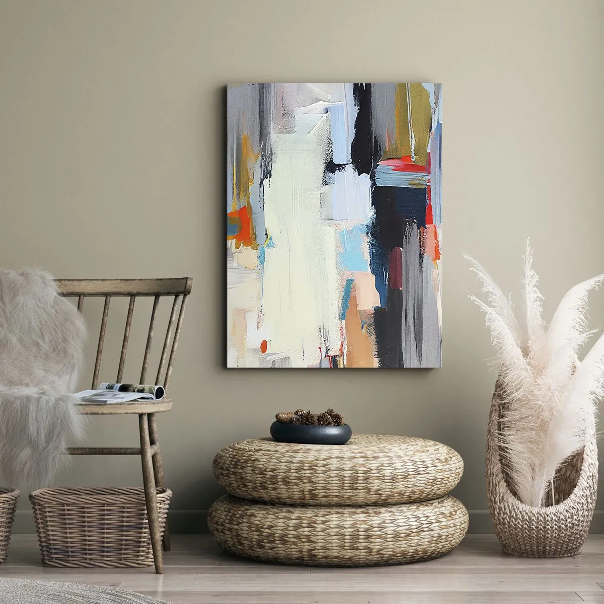 Quadro su tela - Stampe su Tela - Astrazione colorata con pennellate dinamiche - 80x120cm - C'è una logica? - Decorazione murale moderna per soggiorno e camera da letto ARTTOR