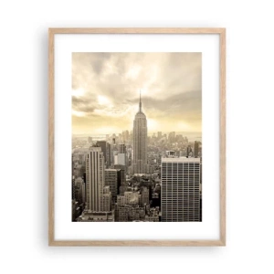 Poster in cornice rovere chiaro - New York in grigio - 40x50 cm