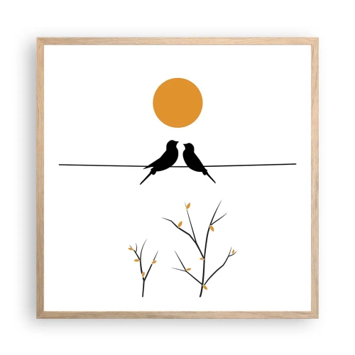 Poster in cornice rovere chiaro - Sera da usignoli - 60x60 cm