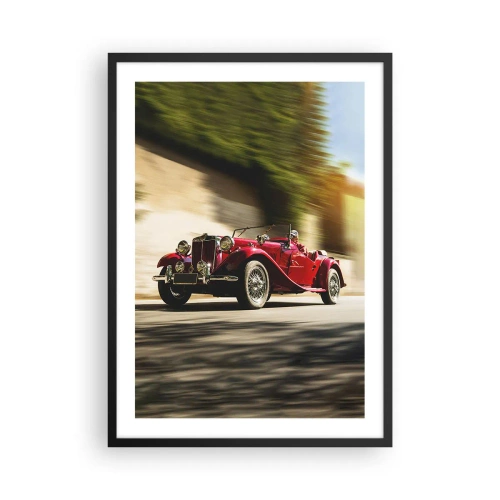 Poster in cornice nera - Auto d'epoca rossa contro un paesaggio sfocato - 50x70cm - Più bella della Nike di Samotracia - Decorazione murale moderna per soggiorno e camera da letto ARTTOR