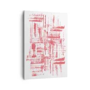 Quadro su tela - Stampe su Tela - Texture astratte rosa su sfondo bianco - 50x70cm - Città rossa - Decorazione murale moderna per soggiorno e camera da letto ARTTOR