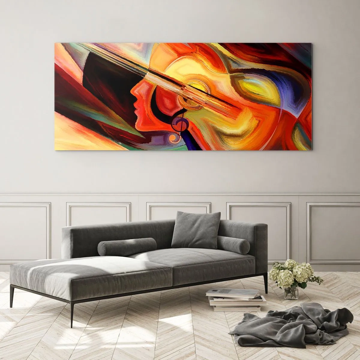 Quadro su vetro - L'armonia dei suoni - 100x40 cm