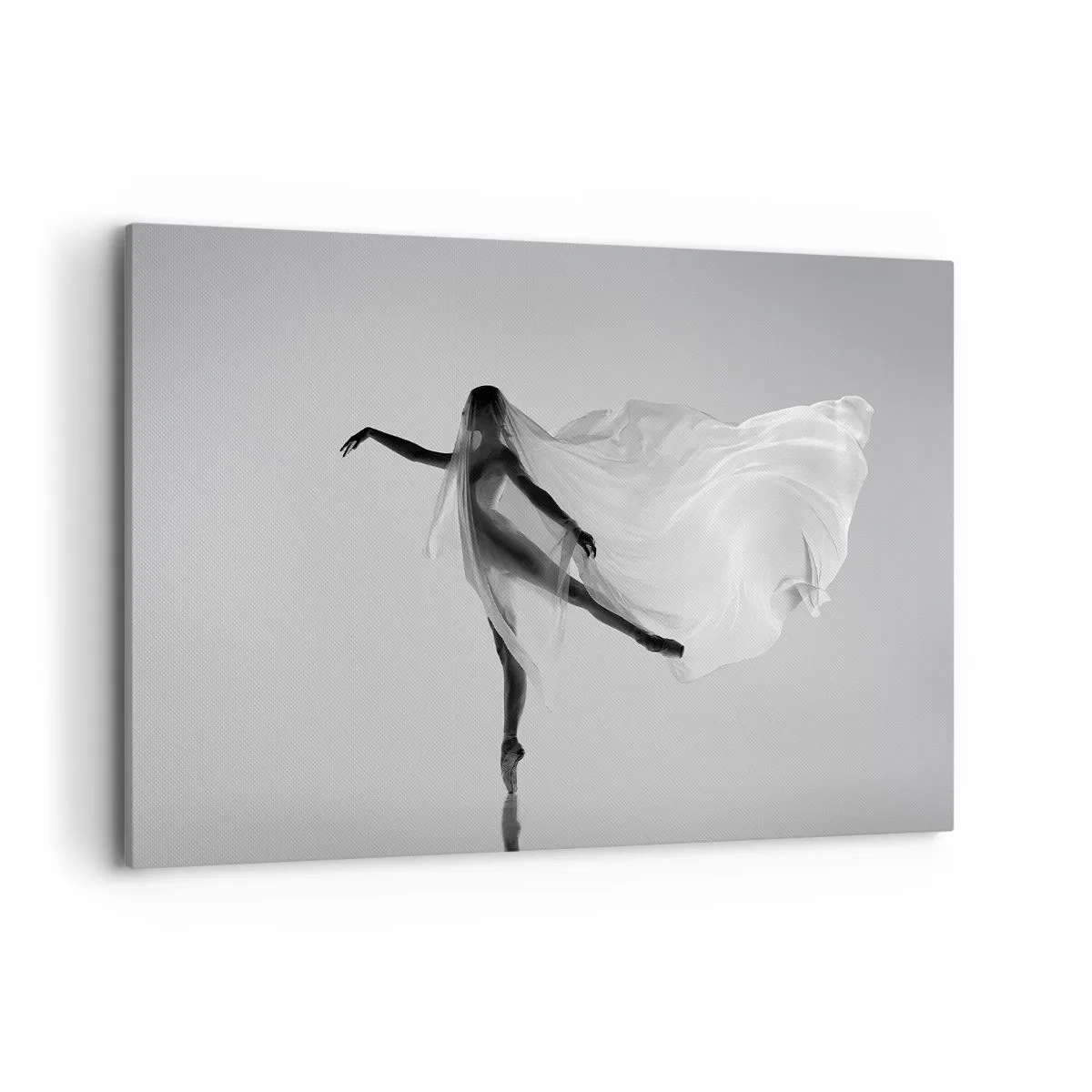 Quadro su tela - Stampe su Tela - Una ballerina in una posa eterea con tessuto fluido - 120x80cm - Leggerezza ed eleganza - Decorazione murale moderna per soggiorno e camera da letto ARTTOR