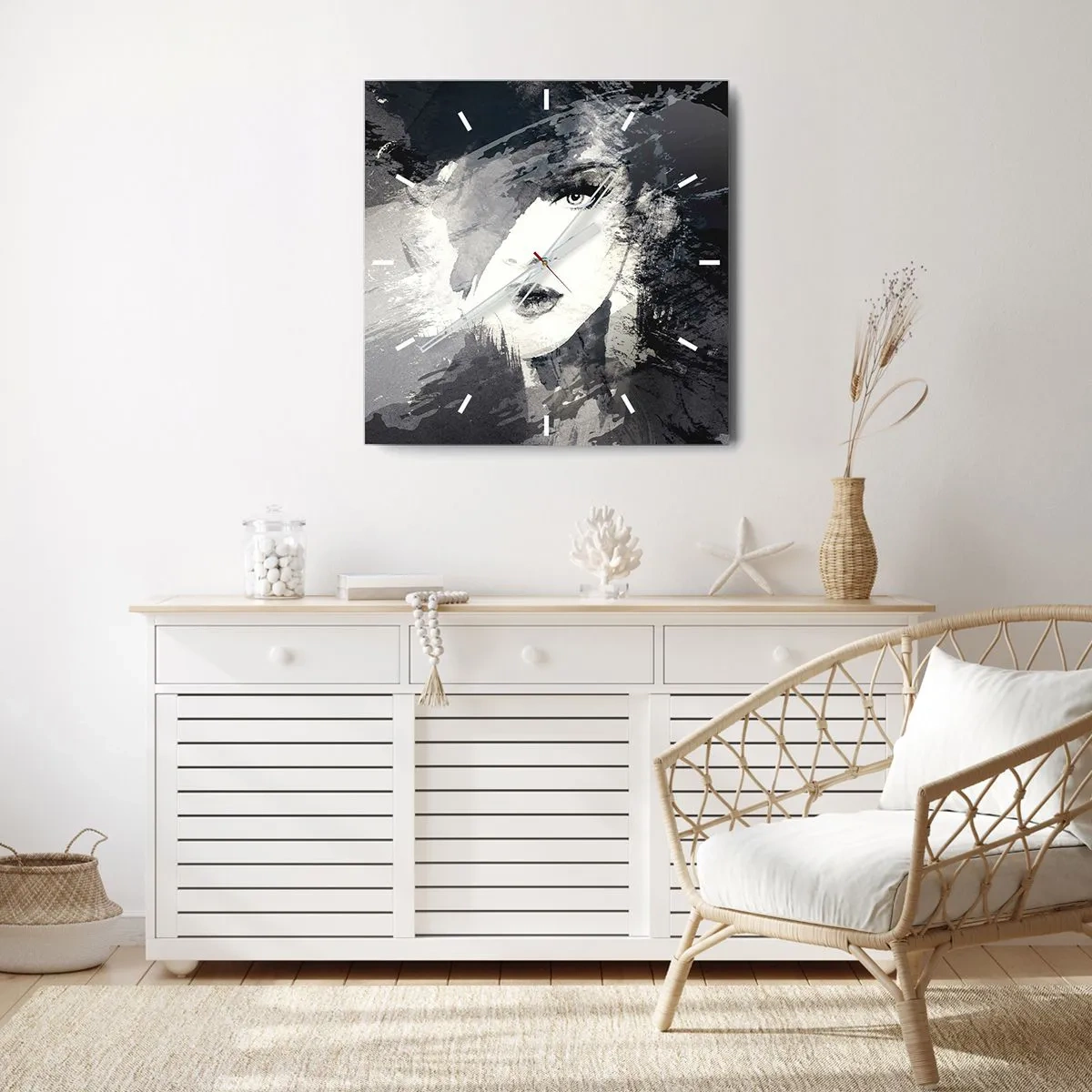 Orologio da parete - Orologio in Vetro - Dietro un velo grigio - 40x40 cm