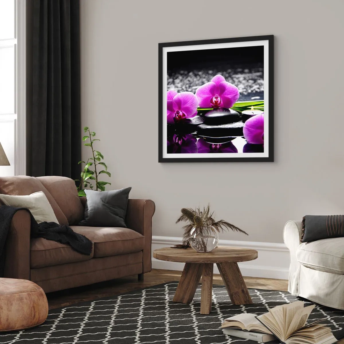 Poster in cornice nera - Annegare nel silenzio e nella pace - 30x30 cm