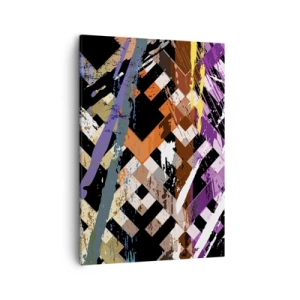 Quadro su tela - Stampe su Tela - Composizione astratta con linee colorate su sfondo nero - 50x70cm - Elevato al quadrato - Decorazione murale moderna per soggiorno e camera da letto ARTTOR