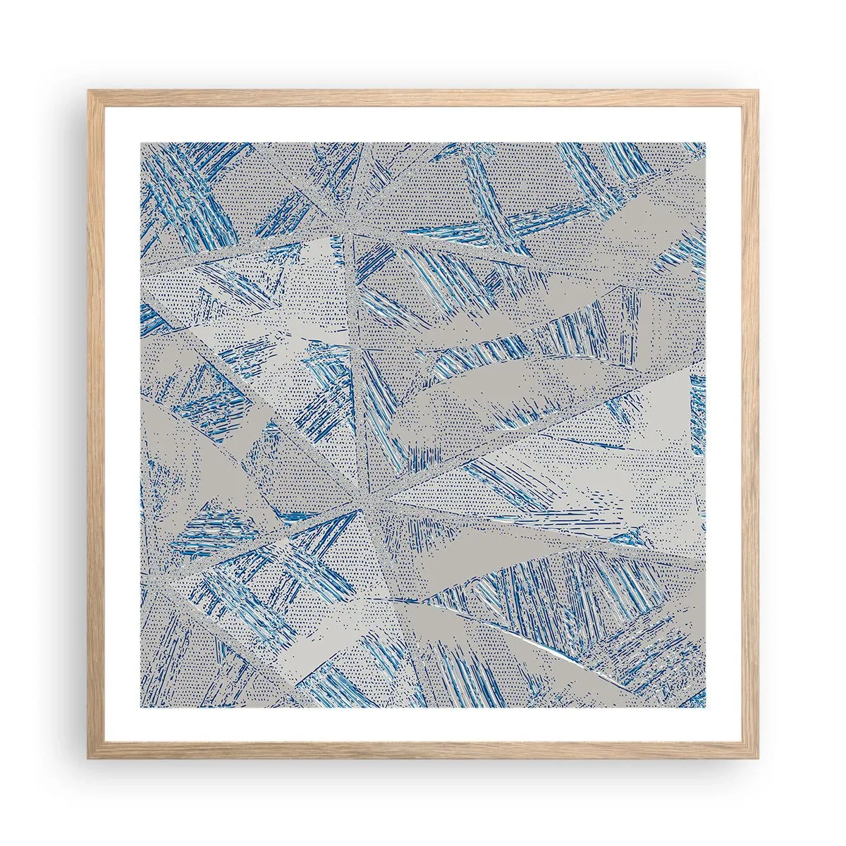 Poster in cornice rovere chiaro - Nel labirinto grigioblu - 60x60 cm