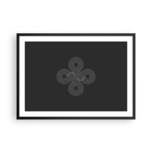 Poster in cornice nera - Motivo celtico in stile minimalista su sfondo nero - 70x50cm - Nello spirito celtico - Decorazione murale moderna per soggiorno e camera da letto ARTTOR