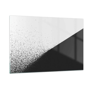 Quadro su vetro - Una composizione minimalista in bianco e nero con effetto di disintegrazione - 120x80cm - Più veloce, sempre di più - Decorazione murale moderna per soggiorno e camera da letto ARTTOR