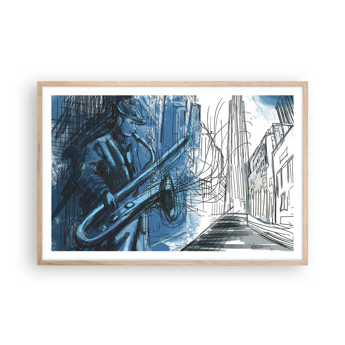 Poster in cornice rovere chiaro - Rapsodia urbana - 91x61 cm