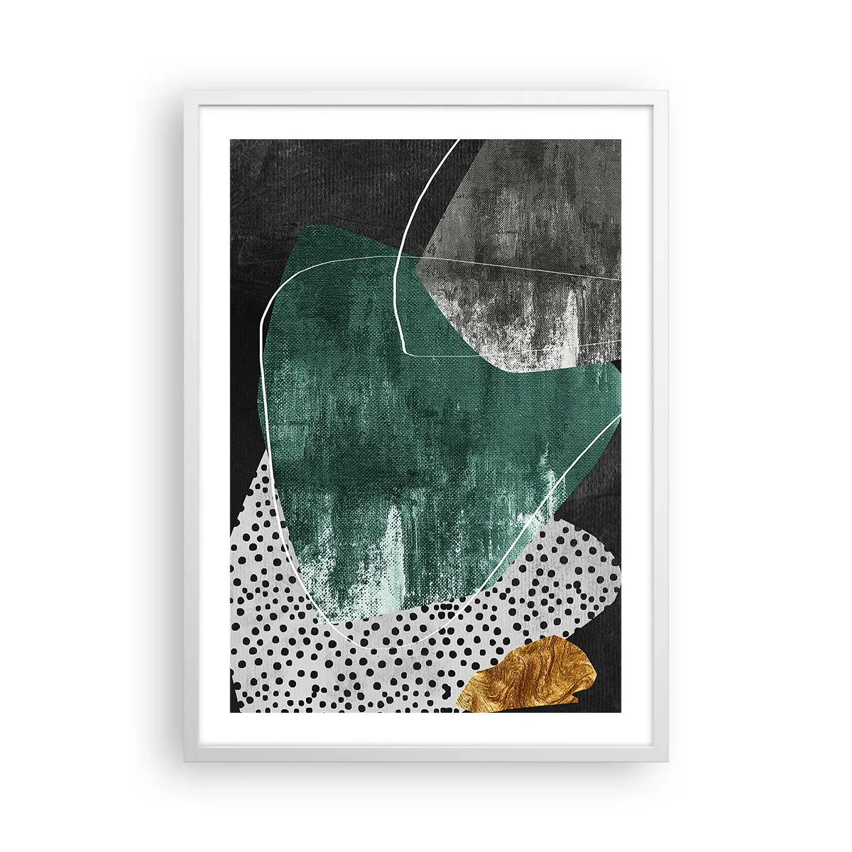 Poster in cornice bianca - Astrazione colorata con petalo d'oro - 50x70 cm