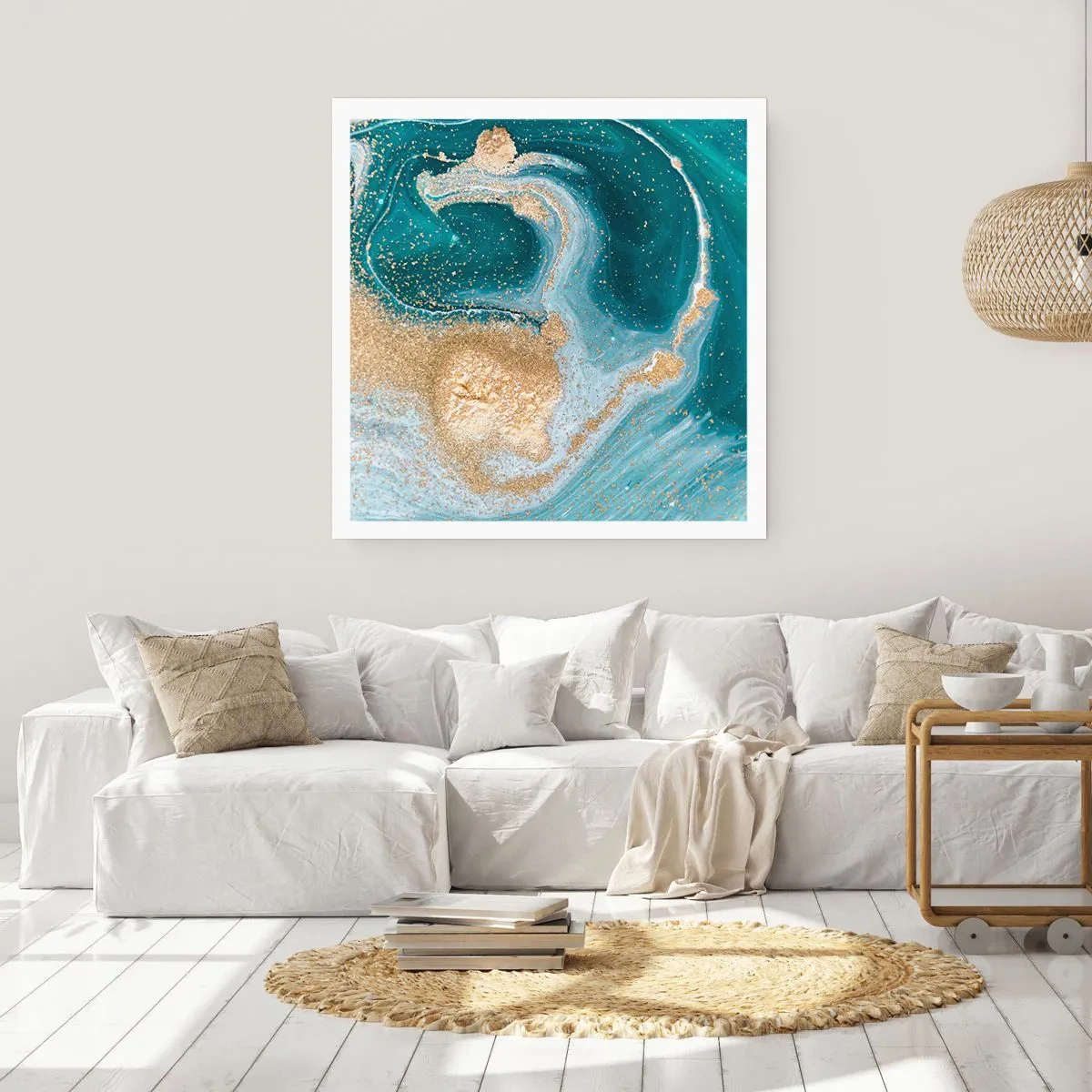 Poster - Vortice di oro e turchese - 50x50 cm