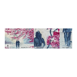 Campione di Fotomurale Premium Canvas - Passeggiata romantica - Parigi, Torre Eiffel, Coppia innamorata - 100x30 cm