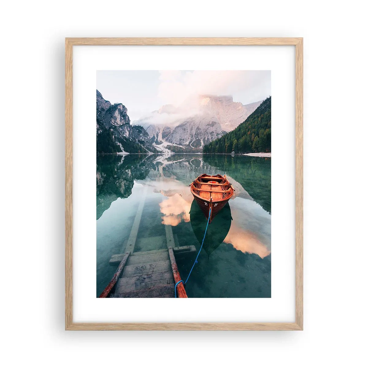 Poster in cornice rovere chiaro - Il sogno tranquillo dei monti - 40x50 cm