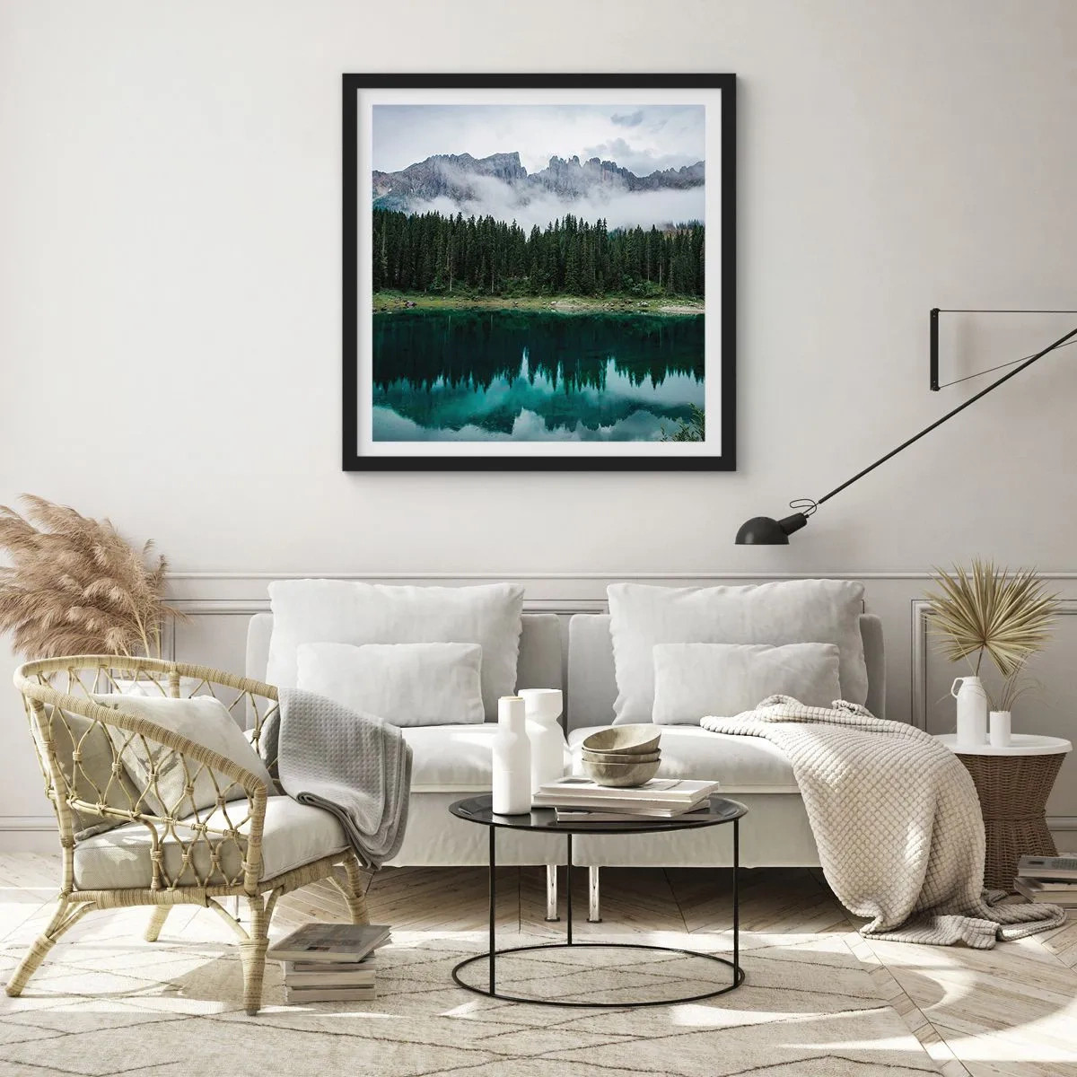 Poster in cornice nera - Silenzio, non svegliamo l'acqua che dorme... - 30x30 cm