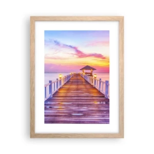 Poster in cornice rovere chiaro - Silenzio della sera in lilla e oro - 30x40 cm