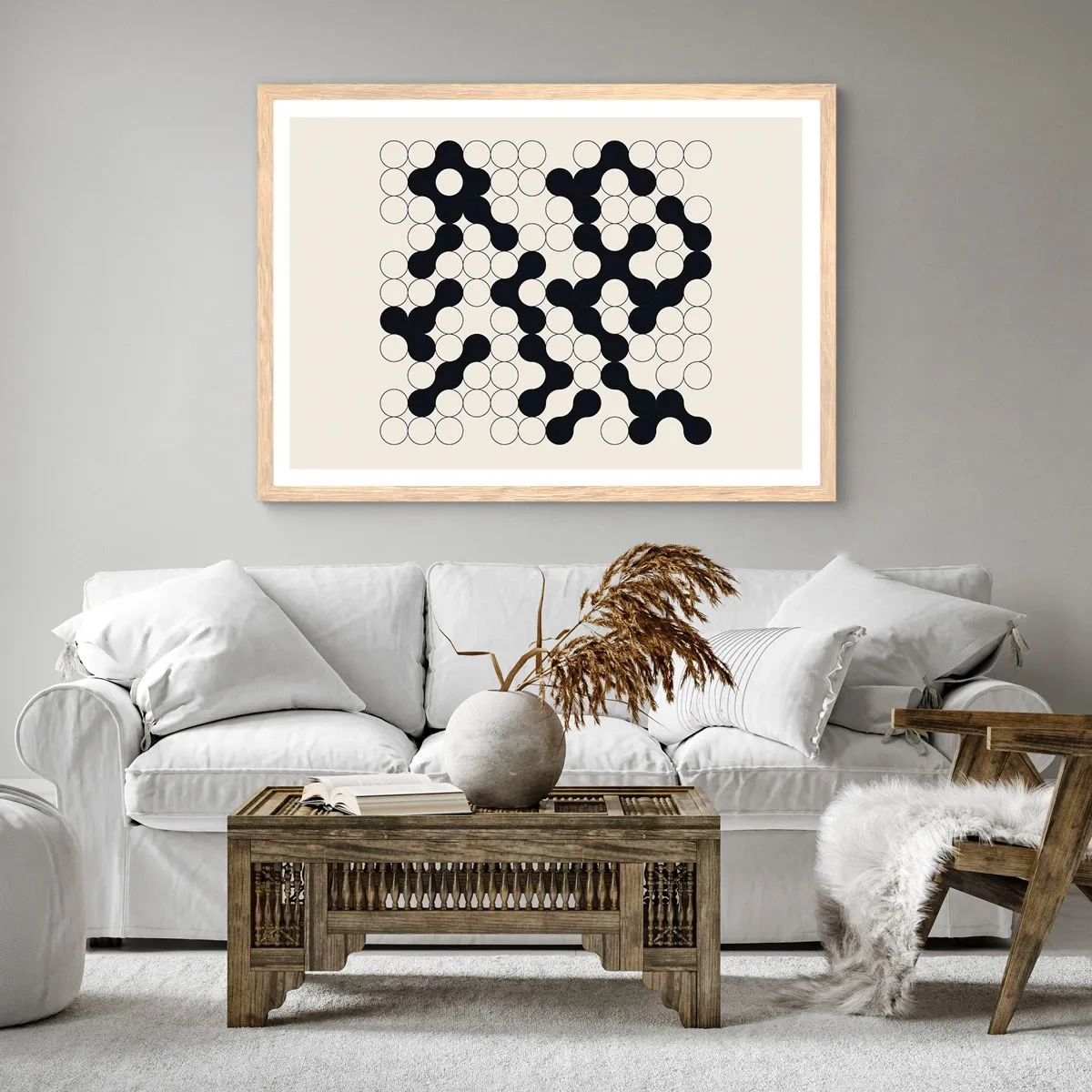 Poster in cornice rovere chiaro - Gioco cinese: variazione - 100x70 cm