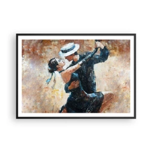 Poster in cornice nera - Una coppia che balla il tango in uno stile romantico ed elegante - 100x70cm - Alla Rodolfo Valentino - Decorazione murale moderna per soggiorno e camera da letto ARTTOR