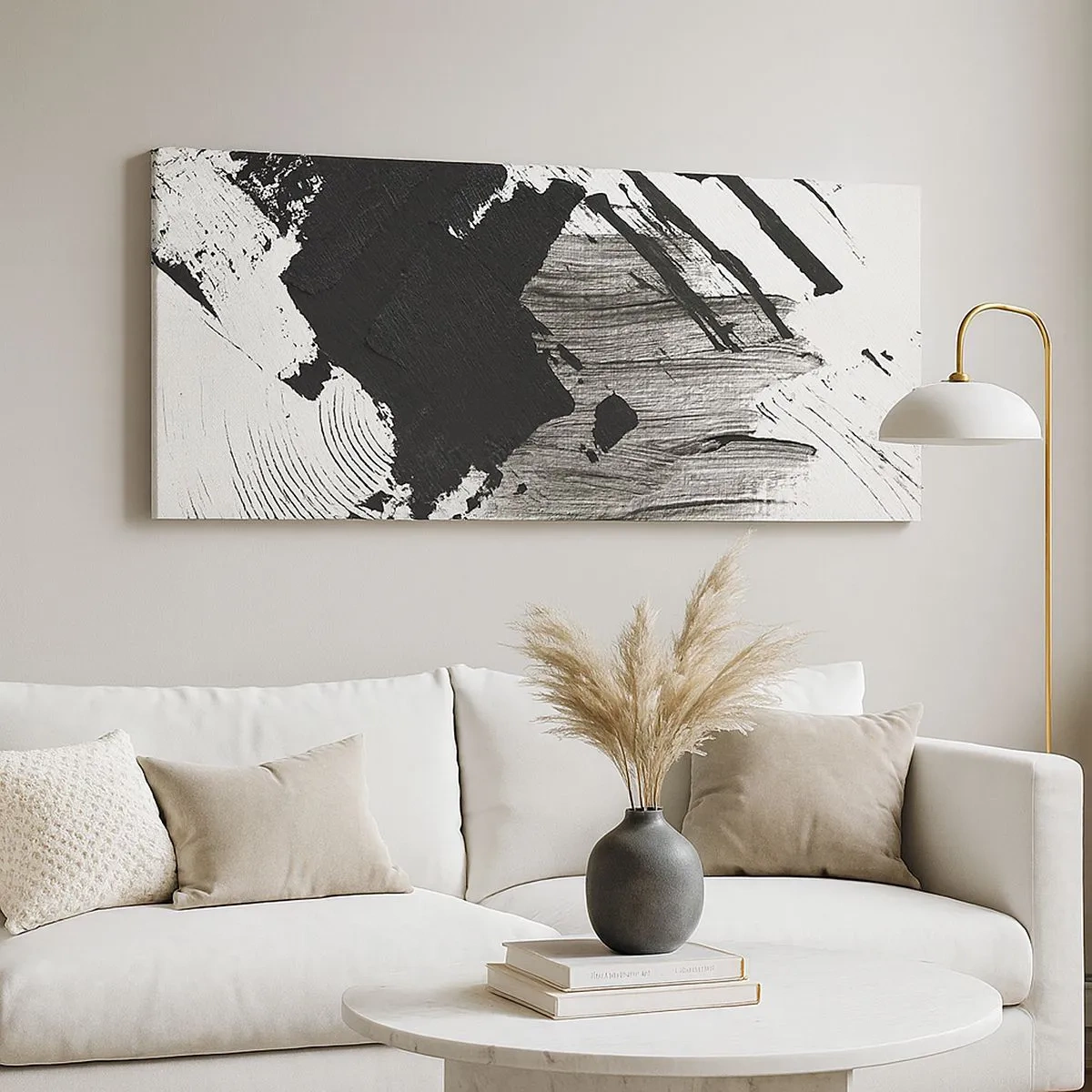 Quadro su tela - Stampe su Tela - Astrazione: espressione di nero - 100x40 cm