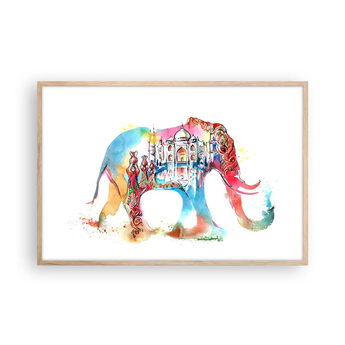 Poster in cornice rovere chiaro - India: aura d'amore - 91x61 cm