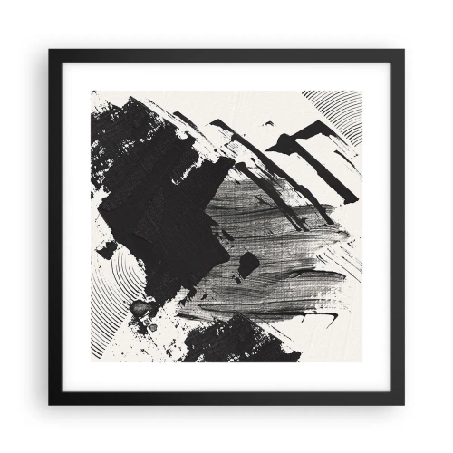 Poster in cornice nera - Astrazione: espressione di nero - 40x40 cm