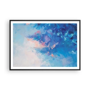 Poster in cornice nera - Composizione astratta nei toni del blu e del rosa - 100x70cm - Astrazione invernale - Decorazione murale moderna per soggiorno e camera da letto ARTTOR